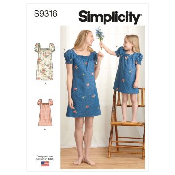Simplicity patroon 9316 maat 98 t/m 42