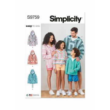 Simplicity patroon 9759 maat 116 t/m 48