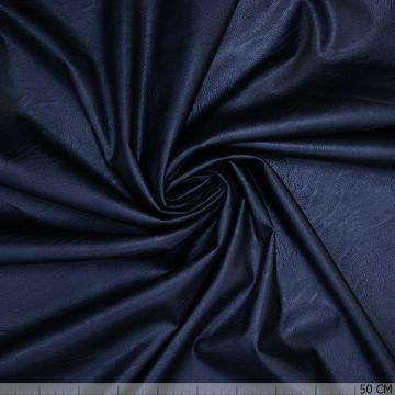 Metallic stretch imitatie leer donker blauw