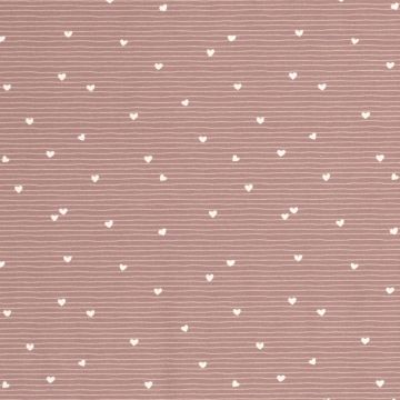 Katoen tricot hartjes en lijnen oud-roze