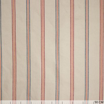 Cotton naturel multicolor streep