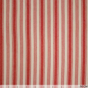 Cotton naturel strepen rood