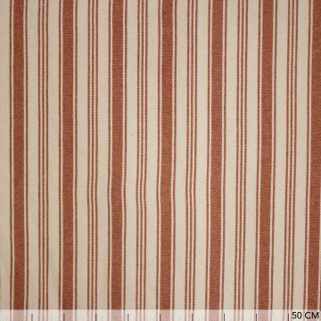 Cotton naturel strepen terracotta