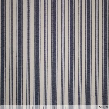 Cotton naturel strepen blauw