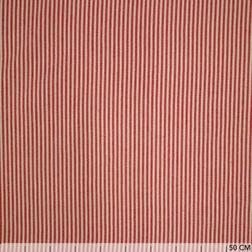 Cotton naturel streepje 3mm rood