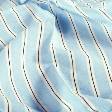 Viscose Crepe stof bedrukt Strepen Blue