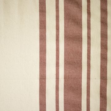 Cotton naturel brede streep terracotta