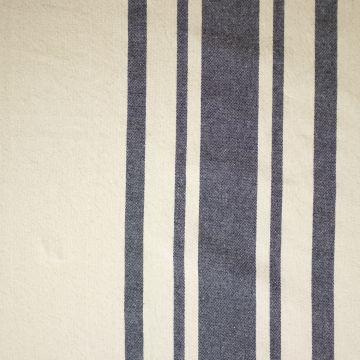 Cotton naturel brede streep blauw