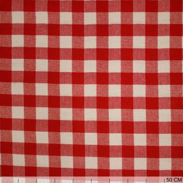 Cotton naturel brabants bont 25mm rood