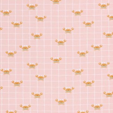 Katoen tricot krab op roze ruit