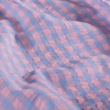 Katoen Poplin stof Seersucker XL Lila