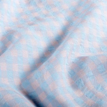 Katoen Poplin stof Seersucker XL Blue