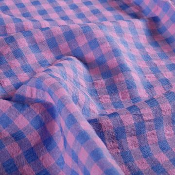 Katoen Poplin stof Seersucker XL Kobalt