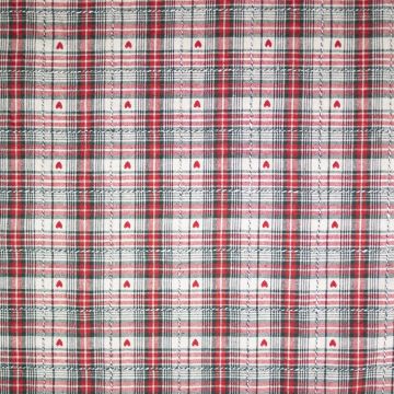 Cotton naturel Ruit Hartjes Rood-Groen