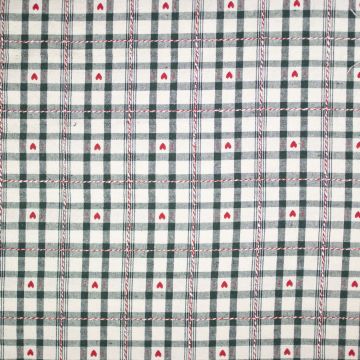 Cotton naturel Ruit Hartjes Groen