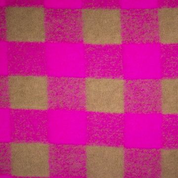 Italiaanse Wol-blend ruit fushia camel