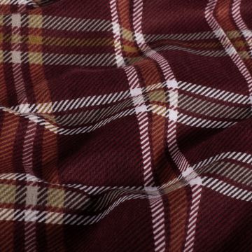 Flanel stof bedrukt Ruitje Bordeaux
