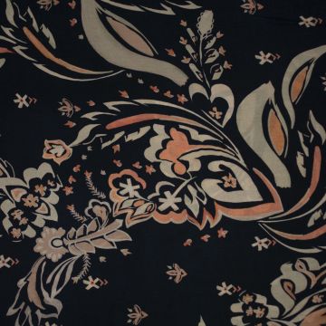 Cupro viscose fantasie blauw-zalm
