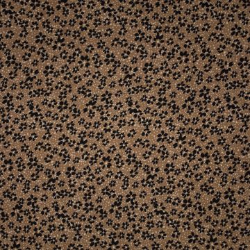 Cupro viscose zwarte bloemetjes op zand