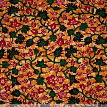 Afrikaanse wax print takjes op oranje