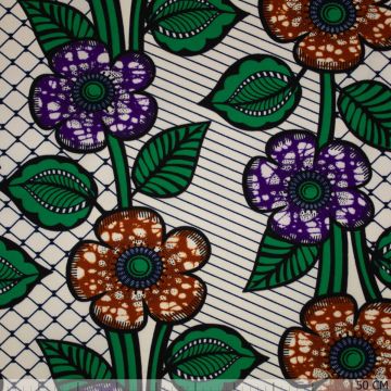 Afrikaanse wax print paars/terra bloemen