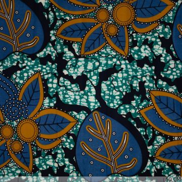 Afrikaanse wax print raf/oker bloem