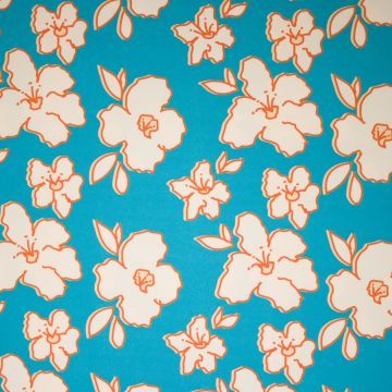 Travel poplin bloemen op turkoois