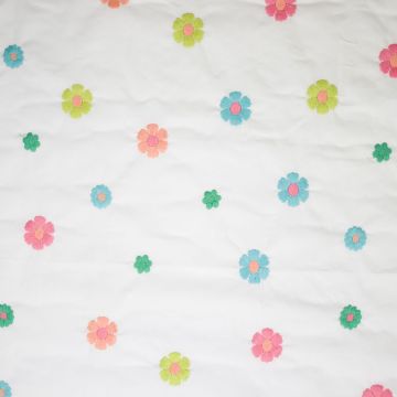 Poplin geborduurd bloem multicolor