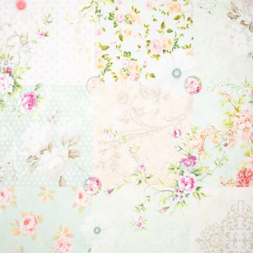 Katoen poplin bloemen patchwork