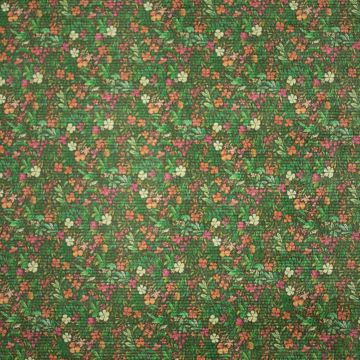Stretch rib bloemen groen