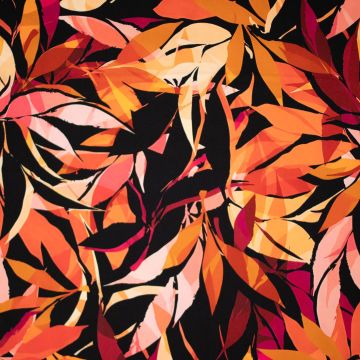 Stretch keper satijn foliage rood-oranje