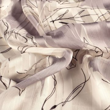 Chiffon stof bedrukt Bloemen Licht grijs