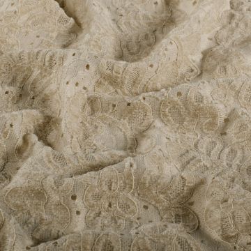 Chenille kant stof effen beige