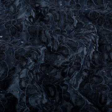Chenille kant stof effen marine blauw