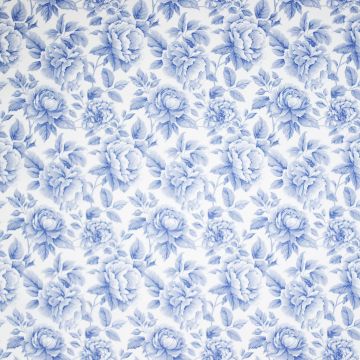 Katoen poplin Vintage Pioenrozen blauw