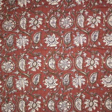 Gewatteerde katoen blockprint brique rood