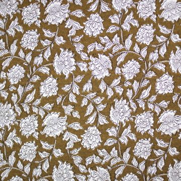 Double face jacquard Botanische bloem oker