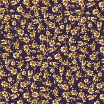 Viscose Crêpe kleine bloemen lurex paars