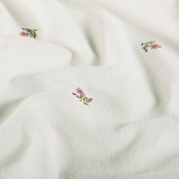 Flanel stof bedrukt Bloemetjes wit