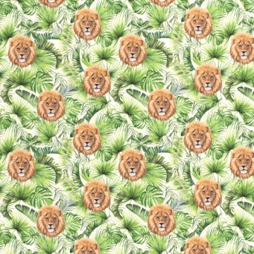 Tricot digi print leeuwenkoppen
