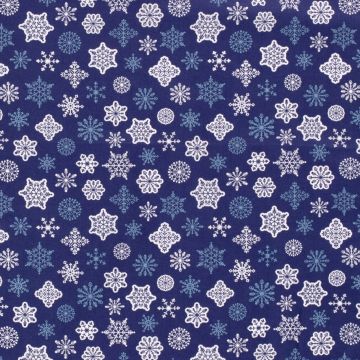 Poplin sneeuwvlok donkerblauw