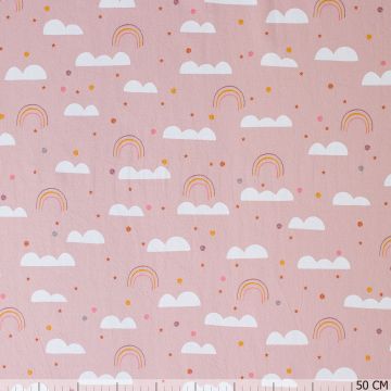 Peach Cotton wolkjes oud-roze