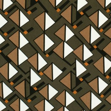 Viscose blokken print donker khaki