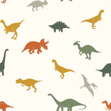 Katoenen poplin dino silhouetten