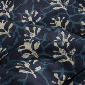 Katoen batik waterplant blauw
