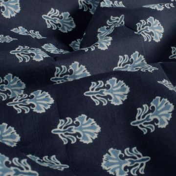 Katoen batik fantasie symbool blauw
