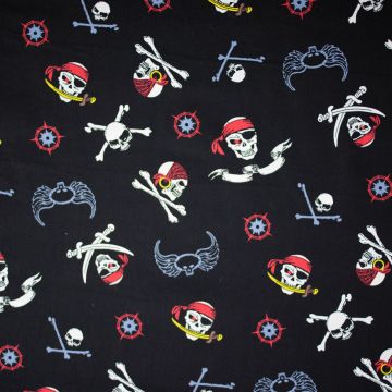 Katoen poplin piratenvlag jolly roger