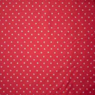 Katoen poplin bloemetje warmrood