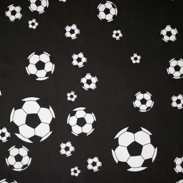 Katoen poplin voetbal zwart