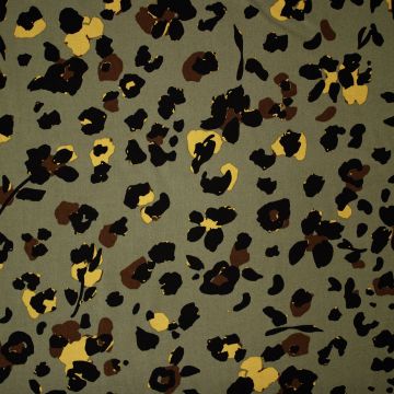 Viscose twill luipaard mosgroen